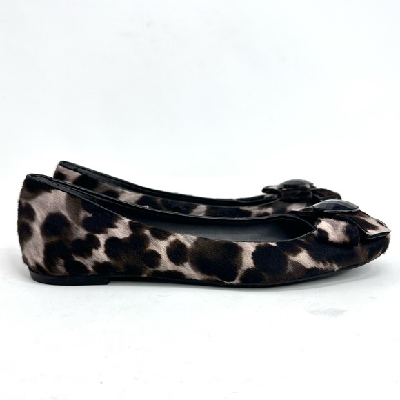 Stuart Weitzman Leather Leopard Animal Print Ballet Flat Bow - Picture 6 of 14